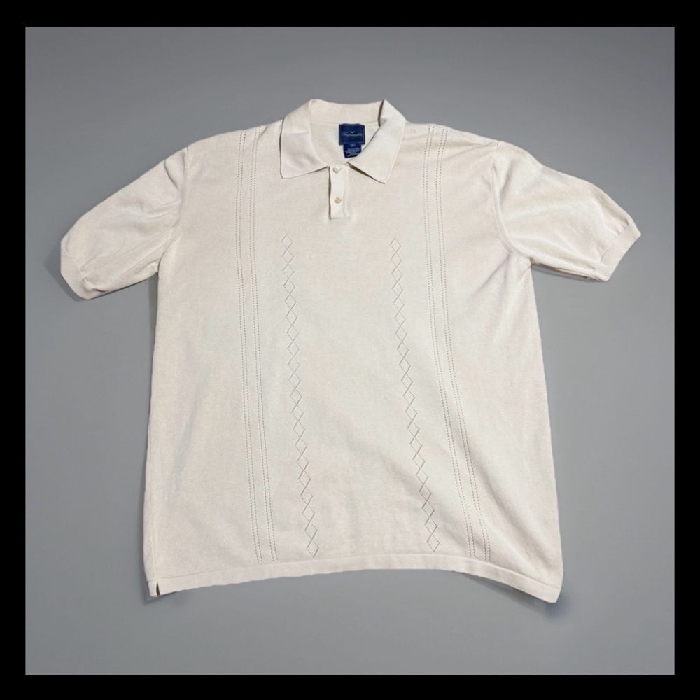 Faconnable Cream Polo Shirt knit Cotton Preppy  size XL ITALY